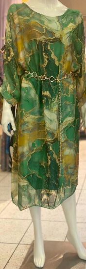 Obrazek Sukienka elegancka, koktajlowa jedwab midi BAT marmur od S - 54/56 Italy