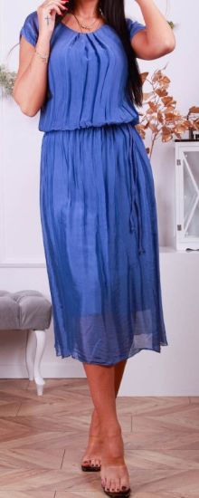 Obrazek Sukienka jedwab midi elegancka, "prosta" klasyka z krótkim rękawem z Włoch - made in Italy
