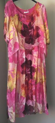 Obrazek Sukienka elegancka LILLY SLIM Clematis midi jedwab XXS/XS do 40/42 Włochy