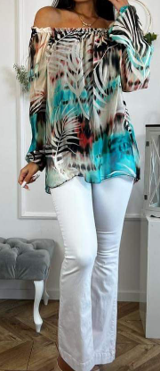 Obrazek Bluzka elegancka MOON - hiszpanka Haiti jedwab XXS/XS - M Włochy