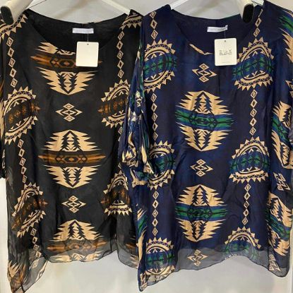 Obrazek Bluzka elegancka BOHO3 jedwab od XXS do M Włochy