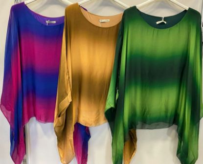 Obrazek Bluzka jedwab naturalny pasy ombre Włochy