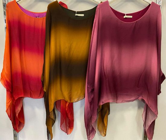 Obrazek Bluzka elegancka BAT OMBRE PASY jedwab XS/S - 50/52 Włochy