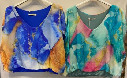 Obrazek Bluzka elegancka TONI SLIM SIZE Fantazy jedwab XXS - S/M Włochy