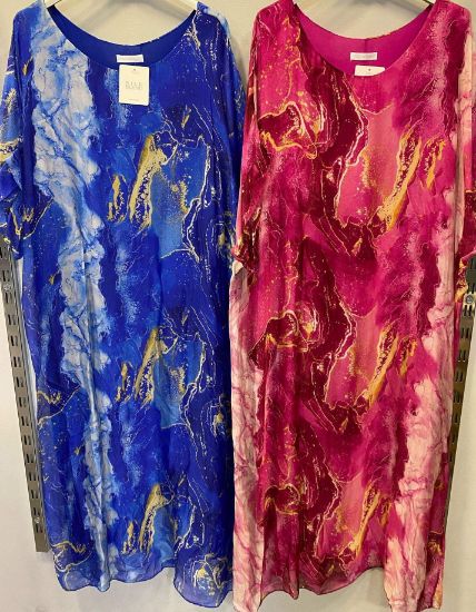 Obrazek Sukienka elegancka BAT midi/maxi marmur jedwab UNI SLIM od XXS/XS - 40/42 Italy