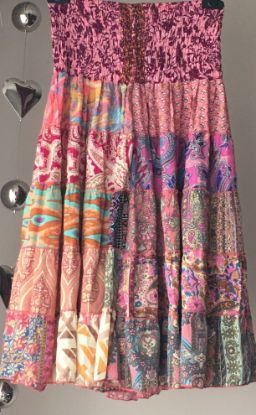 Obrazek Spódnica midi BOHO P1 Patchwork jedwab naturalny Italy