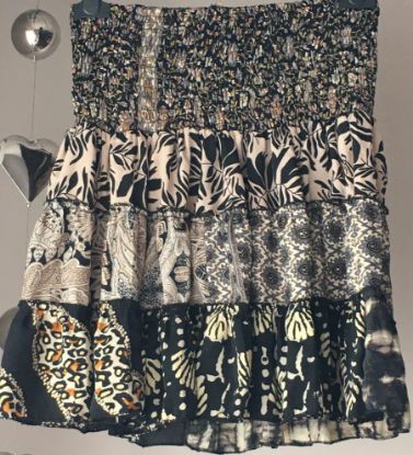 Obrazek Spódnica mini BOHO P1 Patchwork jedwab naturalny Italy