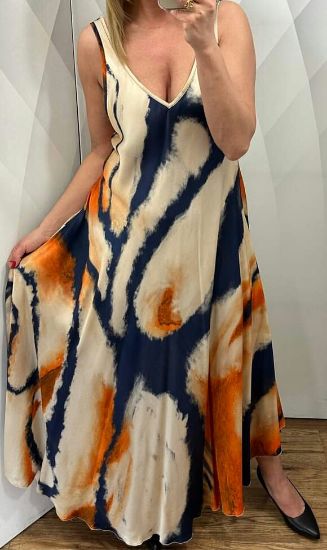 Obrazek Sukienka maxi ombre na ramiączkach jedwab wiskozowy Italy