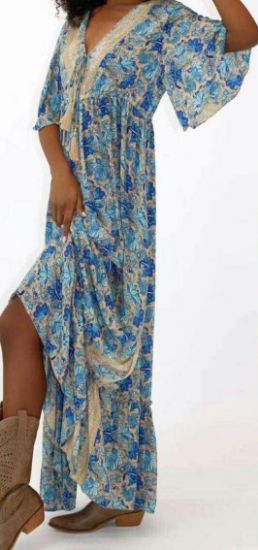 Obrazek Sukienka maxi BOHO 16 z jedwabiu naturalnego XS/S-40/42 Włochy