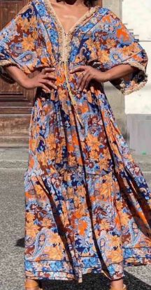Obrazek Sukienka maxi BOHO 17 z jedwabiu naturalnego S/M - 44/46 Włochy