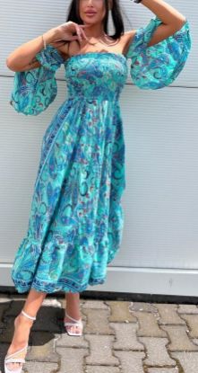 Obrazek Sukienka maxi BOHO G2 z jedwabiu naturalnego XS/S- S/M Włochy