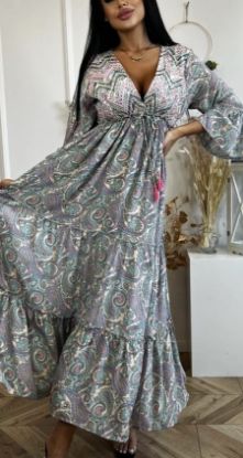 Obrazek Sukienka maxi BOHO 19 z jedwabiu naturalnego XS/S - S/M Włochy