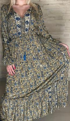 Obrazek Sukienka maxi BOHO 18 z jedwabiu naturalnego XS/S - M/L Włochy