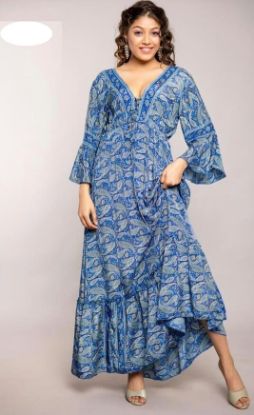 Obrazek Sukienka maxi BOHO 14 z jedwabiu naturalnego XXS/XS - 42/44 Włochy
