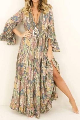 Obrazek Sukienka  maxi elegancka B1 jedwab naturalny XS/S - 42/44 Włochy