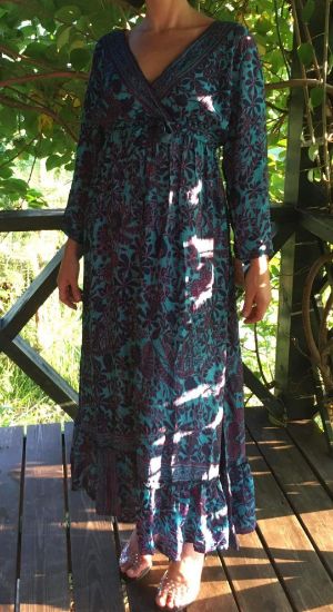 Obrazek Sukienka maxi BOHO 15,1 z jedwabiu naturalnego Włochy