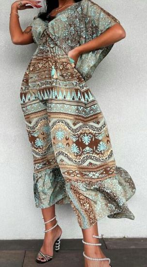 Obrazek Sukienka maxi elegancka B14.2 z jedwabiu naturalnego Włochy