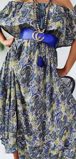 Obrazek Sukienka hiszpanka maxi BOHO 12 z jedwabiu naturalnego Włochy
