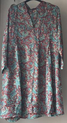 Obrazek Tunika, sukienka szmizjerka mini BOHO 4 jedwab naturalny XXS - 40/42 Włochy