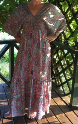 Obrazek Sukienka maxi BOHO 2.1 jedwab naturalny XS/S - 40/42 Włochy