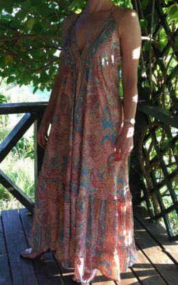 Obrazek Sukienka maxi BOHO SZ2 jedwab naturalny S - 42/44 Włochy