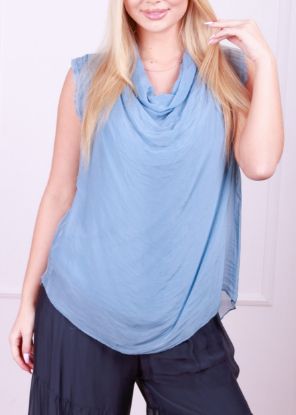 Obrazek Bluzka elegancka FALA SLIM gładka jedwab XXS - S/M Włochy