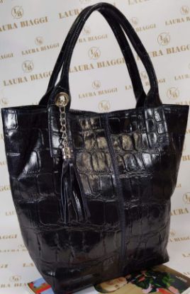 Obrazek Torebka Laura Biaggi kroko typu shopper Włochy