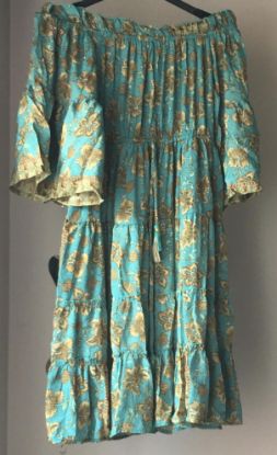 Obrazek Sukienka jedwab mini, midi hiszpanka BOHO MN 1 XXS - 40 Włochy