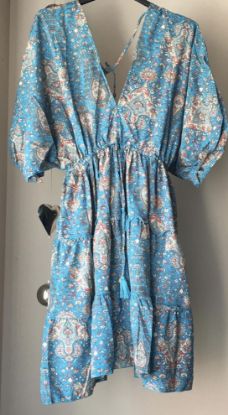 Obrazek Sukienka mini, tunika BOHO MN 4 jedwab naturalny XS/S - 40/42 Włochy