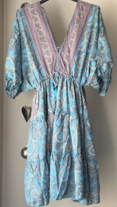 Obrazek Sukienka mini, tunika BOHO MN 4 jedwab naturalny