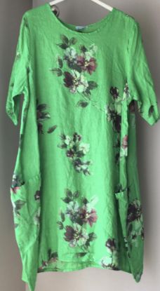 Obrazek Sukienka len midi kwiaty potrójne M/L - 46/48 Włochy