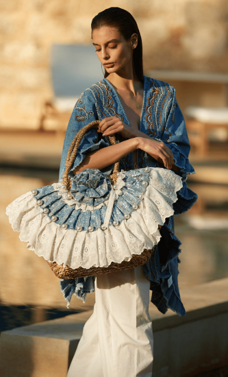 Obrazek Kosz bardzo duży BOHO Alex Max jeans, haft, perły Włochy