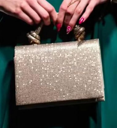 Obrazek Torebka elegancka, wizytowa wysadzana kryształami SWAROVSKI Włochy