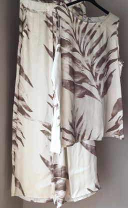 Obrazek Komplet elegancki z jedwabiu Haiti bluzka i spodnie kuloty S/M - 42/44 Włochy