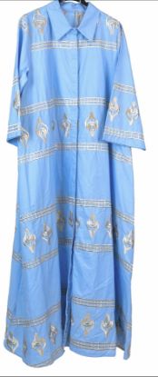 Obrazek Sukienka szmizjerka maxi BOHO ze złotym haftem S/M - 42/44 Włochy