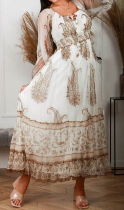 Obrazek Sukienka elegancka maxi z haftem XXS - S/M Francja