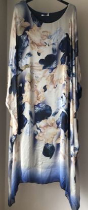 Obrazek Sukienka elegancka BAT midi/maxi Irysy jedwab UNI od S - 50/52 Italy