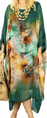 Obrazek Sukienka elegancka BAT midi/maxi Anemon jedwab UNI od S - 50/52 Italy