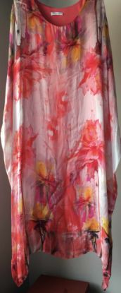 Obrazek Sukienka elegancka BAT midi kwiaty2 jedwab UNI od S - 50/52 Italy