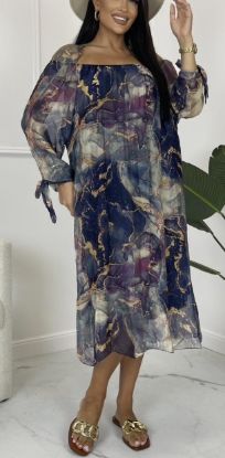 Obrazek Sukienka elegancka LUNA SLIM marmur midi/maxi hiszpanka jedwab XXXS/XXS - XS/S Włochy