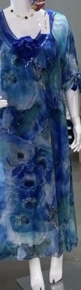 Obrazek Sukienka elegancka LUNA BLINK Anemon midi/maxi hiszpanka jedwab XXS/XS - M/L Włochy