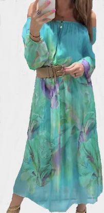 Obrazek Sukienka elegancka KLERI SLIM Strelicje maxi hiszpanka jedwab XS/S - 40/42 Włochy