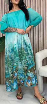 Obrazek Sukienka elegancka KLERI SLIM DREAM maxi hiszpanka jedwab XS/S - 38/40 Włochy