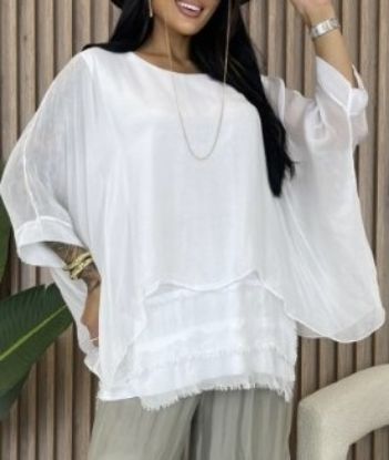 Obrazek Tunika elegancka BAT Kaskada dół jedwab XS/S - 46/48 Włochy