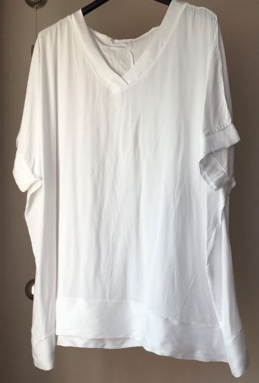 Obrazek Tunika elegancka satynowe lampasy UNI PLUS SIZE od 44/46 do 58/60 Włochy