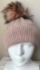 Obrazek Czapka elegancka angora, wełna kaszmirowa futro pompon, warkocz Włochy