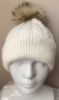 Obrazek Czapka elegancka angora, wełna kaszmirowa futro pompon, warkocz Włochy