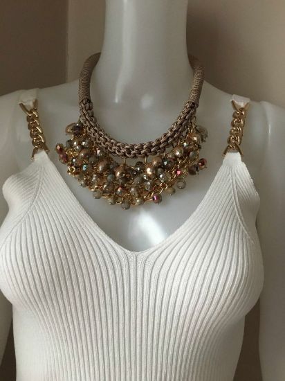 Obrazek Naszyjnik elegancki typu kolia, choker z kryształami z Włoch