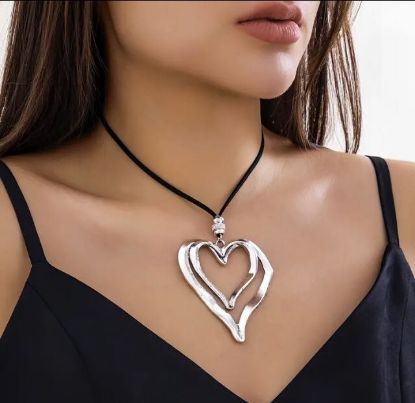 Obrazek Naszyjnik artystyczny Serce podwójne z Włoch