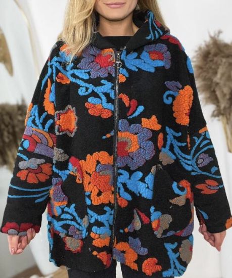 Obrazek Kurtka 3D kwiaty, wełna UNI od M/L do 48 Włochy